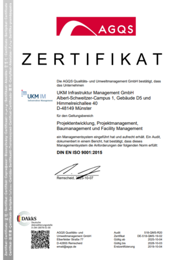 UKM Infrastruktur Management | Qualitätsmanagement | Zertifikat