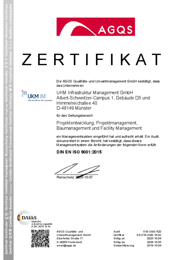 UKM Infrastruktur Management | Qualitätsmanagement | Zertifikat